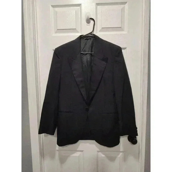 Ted Lapidus Italian Tuxedo Style Jacket Blazer Mens 38R Black 100% Wool Pristine - Picture 1 of 10